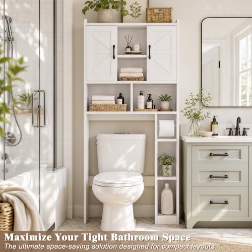 Farmhouse Over The Toilet Storage Cabinet with Barn Door, Reversible Side - Image 7