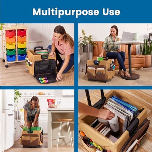 ECR4Kids Universal Rolling Cart with Canvas Organizer Bag, Mobile Storage, Dark Grey/Grey - Image 5