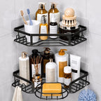 Corner Shower Caddy, Rustproof Shower Organizer with Soap Holder and 8 Hooks, No Drilling Adhesive Shower Shelves for Inside Shower, Large Capacity Shower Rack for Bathroom Shower Storage, X-Large by MAXIFFE