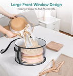 AOODA 18'' Oversized Clear Hat Storage Bag for Women, Holds up to 9 Caps Cowboy Hat Organizer for Closet, Wide Brims Hat Case with Carrying Handles (Grey) - Image 3