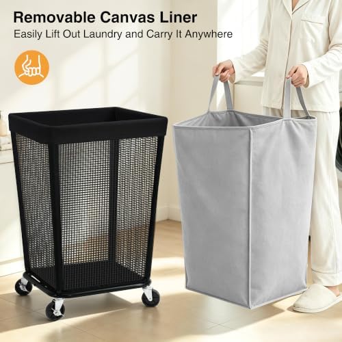 STO STO 160L Rolling Laundry Hamper with Wheels, Laundry Basket, Gray - Image 3
