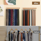 ZEDODIER 2 Pack Tie Rack & Belt Hanger Wall Mounted, Wooden Tie Organizer - Image 2