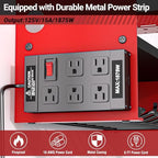 YYR Power Tool Organizer Wall Mount with Charging Station, Cordless Tools Hanger and Battery Storage Rack for Garage Organization, Heavy Duty Drill Holder Shelf Build in Metal Power Strip - Red - Image 2
