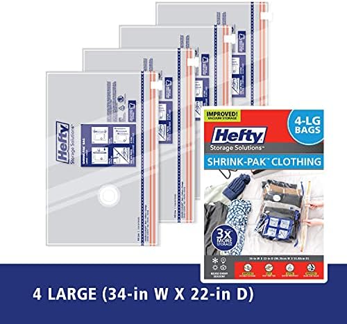 Hefty Shrink-Pak - 4 Large Vacuum Storage Bags for Clothes, Pillows, Towels, or Blankets - Space Saver Vacuum Sealer Bags Ideal Under Bed Storage Solutions - Image 3