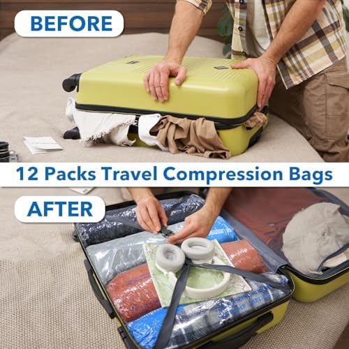 MEIQIHOME Vacuum Storage Bags, Space Saver Sealer Bags for Clothing, Pillows, Comforters, Blankets, Bedding, Travel, 12 Roll Bags, PA+PE Material - Image 3