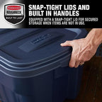 Rubbermaid Roughneck Tote 50 Gal, 2 Pack, Made in USA, Dark Indigo Metallic, Rugged Plastic Stackable Storage Bins with Lids and Handles - Image 3