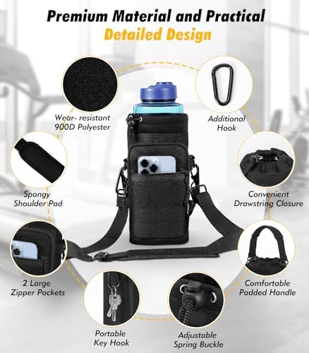 Nuovoware Magnetic Gym Bag, 40oz, Water Bottle Carrier Holder, Black - Image 3