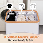 efluky Laundry Hamper 3 Section with lid and 3 Removable Bags, White - Image 4