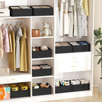 DIMJ Large Closet Shelf Organizer Bins 8 Packs with Handles and Divider, Fabric Trapezoid Storage Baskets, Foldable Clothes Containers Box for Shelf, Towel, Book, Toy, Purse, Hats, Black - Image 4