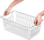 Freezer Wire Storage Baskets,Farmhouse Organizer Storage Bins Large Organizer Bins for Laundry Room, Closets, Garage, Office, Bathroom, Pantry Organization Storage Bins -Set of 2 (Chrome) - Image 7