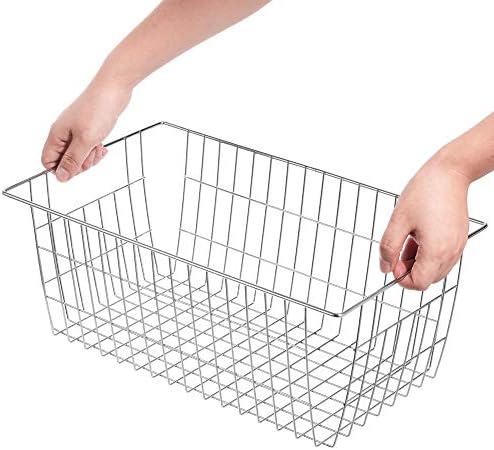 Freezer Wire Storage Baskets,Farmhouse Organizer Storage Bins Large Organizer Bins for Laundry Room, Closets, Garage, Office, Bathroom, Pantry Organization Storage Bins -Set of 2 (Chrome) - Image 7