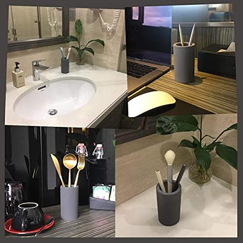 Fast-Drying Diatomite Toothbrush Holder - Bathroom Countertop Organizer Stand for Toothpaste, Makeup Brushes, Razors & Accessories (Dark Grey) - Image 2