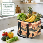 Trunk Organizer Collapsible Car Organizer with Handle Car Storage Box Bin for Groceries SUV Utility Tote Bag Portable Vehicle Container Beige Cowboy Gallop Western - Image 5