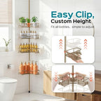 HAMITOR No-Drill Shower Rack, 4-Tier Corner Rustproof Tension Pole, Khaki - Image 6