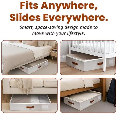 Large Under Bed Storage, 2 Pack Under Bed Storage Containers with Clear Cover, Reinforced Handles and Label Pocket for Dorms, Clothes, Shoes, Blankets, Linens, Only Needs 6" of Clearance - Image 6