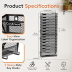 15-Tier Wall File Organizer with Hook, Hanging File Organizer Black - Image 2