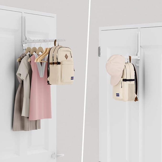Over The Door Hanger Folding Clothes Drying Rack, Double Fold Hanging Door Hooks Coat Rack with Hooks for Indoor Laundry Room Compact Small Space Foldable Portable Door Hanger Hook Collapsible- 1 Pack - Image 8