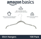 Amazon Basics Space Saving Slim Velvet Non-Slip Clothes Hangers, Sturdy, Gray/Silver, 100-Pack - Image 2