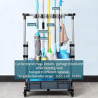 Broom And Mop Holder Put Wet Movable Floor-Mounted Mop Rack Floor Standing Cleaning Tool Cart Storage For Garden Garage Schools, Hospitals, Factories, Hotels,Property Companies - Image 3