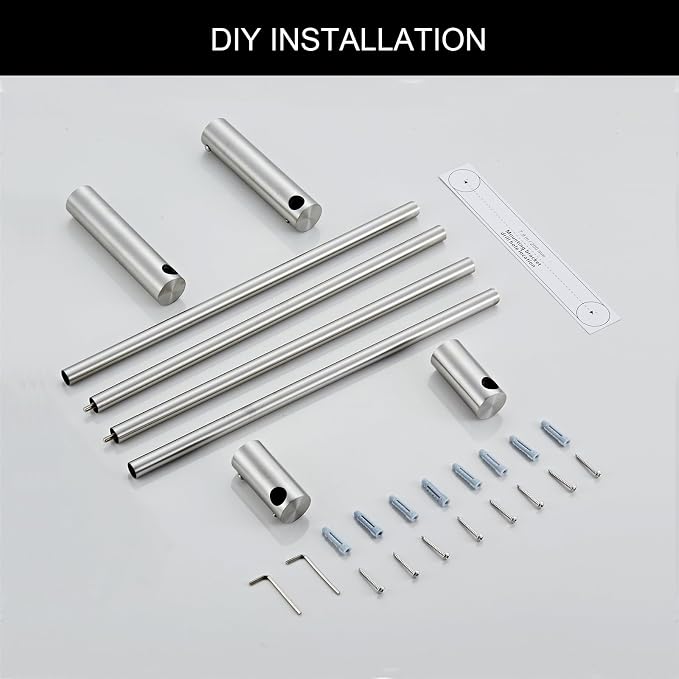 Towel Racks for Bathroom, NEWRAIN 30 inch Double Bath Towel Bar Wall Mounted, Stainless Steel Kitchen Towel Holder, Brushed Nickel Towel Rod Towel Rail Hange - Image 7