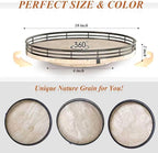 AMH 10-Inch Italian Travertine Lazy Susan with Black Metal Frame - Image 6