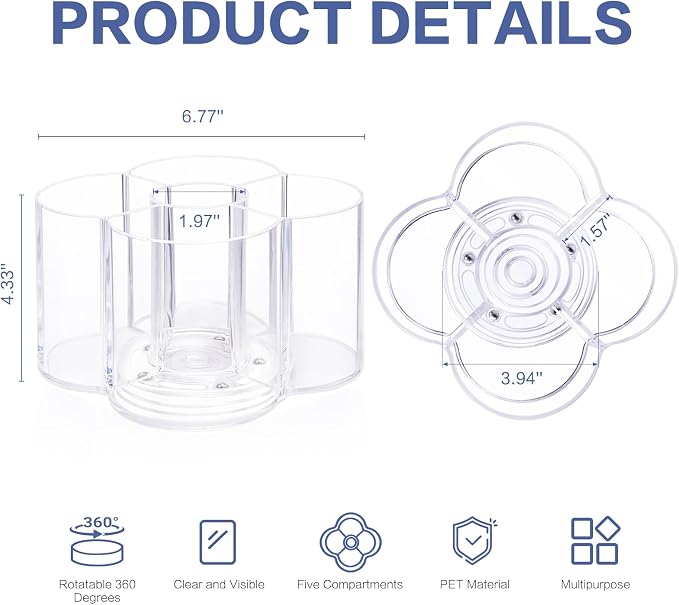 Drink Packet Organizer, 360 Degrees Rotating Acrylic Lazy Susan Organizer for Powdered Drink Mix Powder Packet, Water Flavor Packet Holder for Kitchen Pantry Storage, 5-Section - Image 3