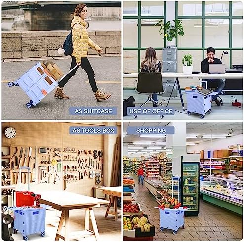 FELICON SELORSS Folding Utility Cart Portable Rolling Crate Handcart-Blue - Image 6