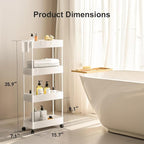 Pipishell 4 Tier Slim Storage Cart with Wheels, Laundry Cart, White - Image 2