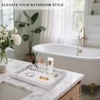 Marble Bathroom Tray for Countertop & Home Decor, Natural Decorative Marble Tray for Jewelry & Perfume Organizer, Luxury Stone Vanity Trays for Dresser, Kitchen Counter, 12" x 8", White - Image 4