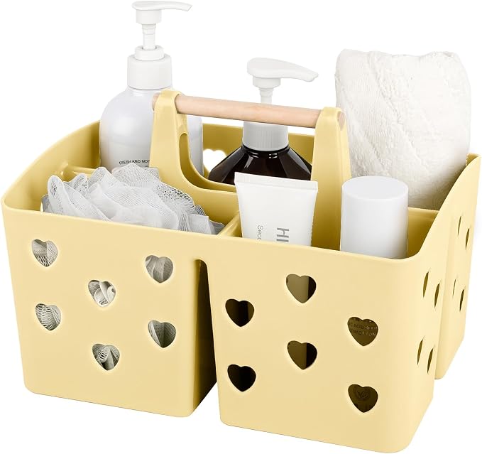 Portable Shower Caddy Plastic Shower Basket Organizer with Handle, Yellow by Anyoifax
