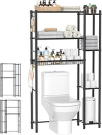 Hodonas Over The Toilet Storage Shelf - Bathroom Organizer Rack with 7-Tier Shelves, Adjustable Metal Shelf Above Toilet for Storage, Freestanding Bathroom Space Saver, Black by Hodonas