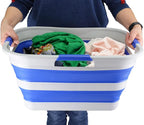 SAMMART 30L(8 gallon) Collapsible Plastic Laundry Basket - Foldable Pop Up Storage Container/Organizer - Space Saving Hamper/Basket - Water Capacity 24L(6.3 gallon) (1, Grey/Purplish Blue) - Image 6