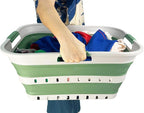 SAMMART 42 (11 Gallons) Collapsible Plastic Laundry Basket, Foldable Pop Up Storage Container/Organizer, Space Saving Hamper, Portable Bin for Dorm Room Bathroom (1, Grey/Dark Sea Green) - Image 7