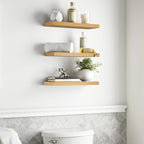 BAYKA Light Oak-Toned Floating Shelves 22.5in, Set of 3, Wall Mounted Shelf - Image 2