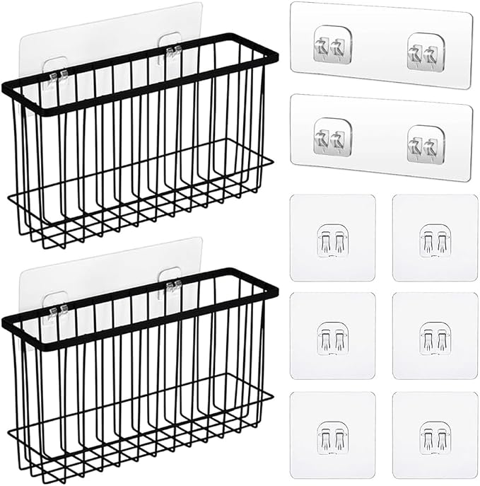 Over the Cabinet Door Organizer 2 Pack, Self Adhesive cabinet door organizer Pantry Door Organizer, Inside Cabinet Storage, Cutting Board Organizer Wall Mounted, Home Organization by EINFAGOOD