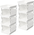 Lifewit 4 Tier Plastic Stackable Storage Baskets for Clothes 2 Pack, White by Lifewit