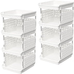 Lifewit 4 Tier Plastic Stackable Storage Baskets for Clothes 2 Pack, White by Lifewit