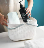 Plastic Portable Shower Caddy Basket, Storage Organizer with Handle, White - Image 6