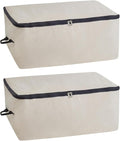 Canvas Storage Bags for Comforters and Blankets - X-Large Zippered Storage Bags for Blankets, Comforters, and Clothes - Easy Storage Under Bed, 100% Cotton, Breathable with Carrying Straps (2 Bags) by OrganicCottonMart