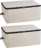Canvas Storage Bags for Comforters and Blankets - X-Large Zippered Storage Bags for Blankets, Comforters, and Clothes - Easy Storage Under Bed, 100% Cotton, Breathable with Carrying Straps (2 Bags) by OrganicCottonMart