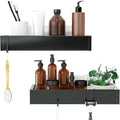 Shower Caddy, Adhesive Shower Organizer with Hooks, Shower Shelves for Inside Shower, No Drilling Shower Rack Holder, Shower Storage for Bathroom, Kitchen Spice Rack-2 Pack Black by Roseyat