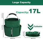 Cleaning Caddy with Handle, Cleaning Products Organiser, 17L Foldable Storage Basket, Cleaning Caddy Organiser, Portable Multi Cleaning Bucket Bag for Home, Garden (Green) - Image 4
