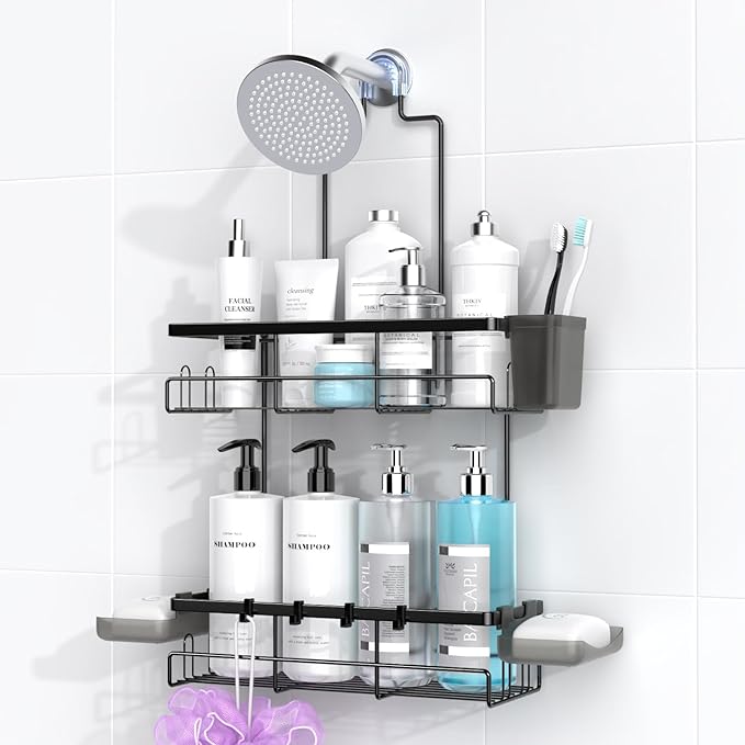 Hanging Shower Caddy Over Showerhead - Rustproof No Drill Shower Organizer by AKTECKE