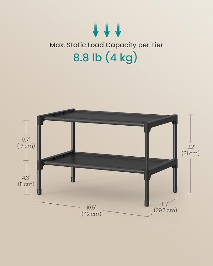 SONGMICS 2-Tier Shoe Rack, Space-Saving, Shoe Storage Organizer - Image 3