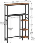 HOOBRO Over The Toilet Storage Cabinet, Freestanding Bathroom Organizer with Toilet Paper Holder, Hooks, 5-Tier Bathroom Storage Shelves for Laundry Room, Space Saver, Rustic Brown and Black BF84TS01 - Image 3