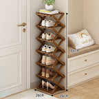 YYW Shoe Rack, Foldable Bamboo Shoes Shelf, Freestanding Shoe Storage Organiser for Entryway, Hallway, Bedroom, Closet (Brown, 7 Layers) - Image 2