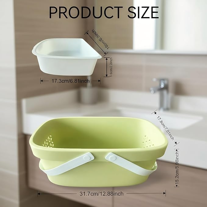 Pulseplay Plastic Shower Caddy Basket,Storage Basket with Handle Green - Image 6