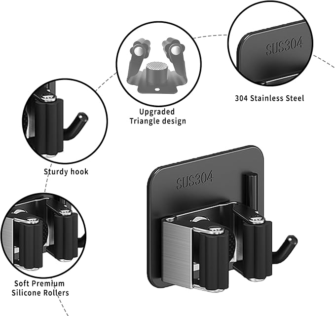 Broom Holder Wall Mount,Mop and Broom Holder Wall Mount Command - Image 3