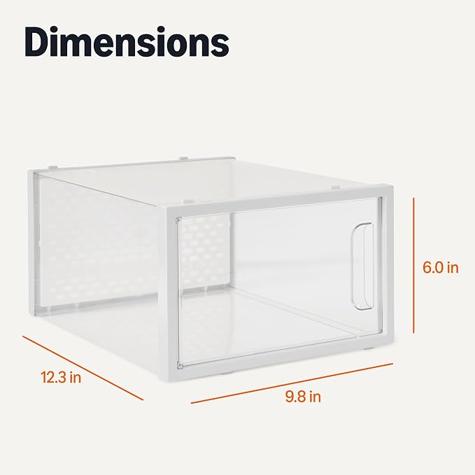 Amazon Basics Stackable and Foldable Clear Shoe Storage Organizer Box, Medium, 12-Pack - Image 5