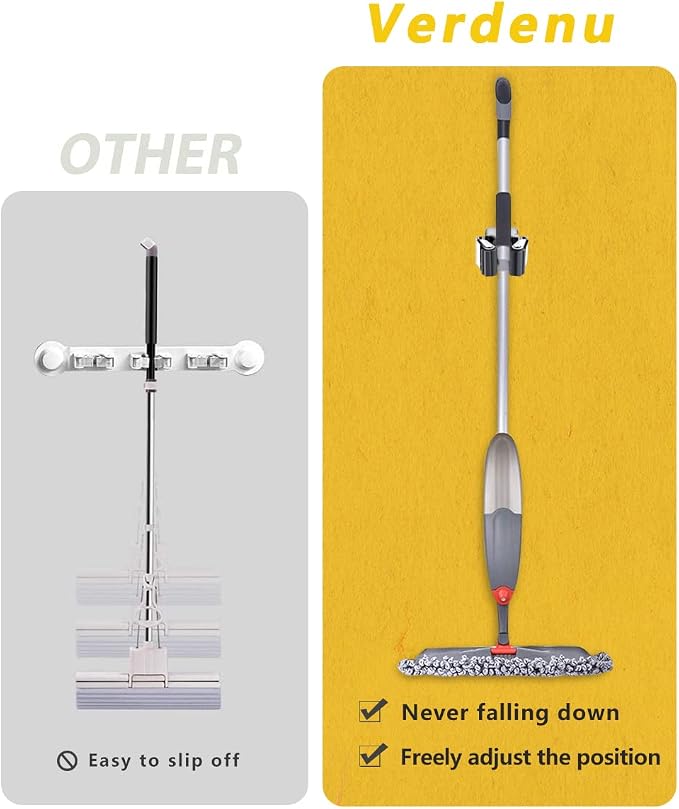 Verdenu 15 Pack Broom Holder Wall Mount, Mop and Broom Holder Wall Mount, Stainless Steel Command Broom Holder with Screws, Garden Tool Storage Organizer for Kitchen, Home, Bathroom, Garage, Grey - Image 4